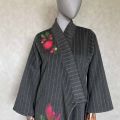 kimono kaszmir czarne szare pasy zdobione